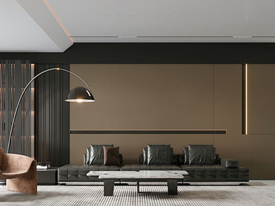 现代客厅3d模型 现代客厅