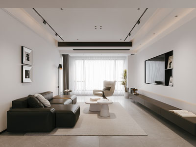 现代客厅3d模型 现代客厅