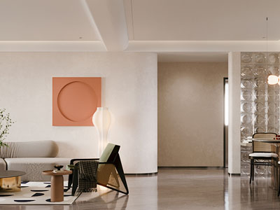 现代客厅餐厅3d模型 现代客厅餐厅