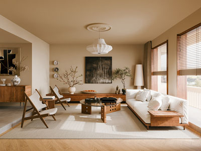 侘寂风中古风客厅3d模型 侘寂风中古风客厅