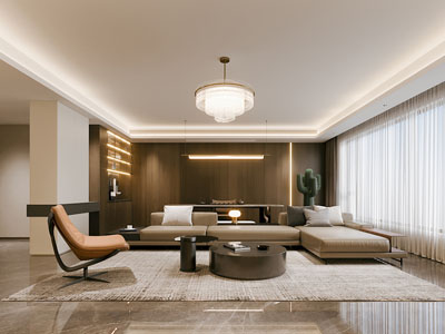 现代客厅3d模型 现代客厅