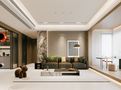 现代客厅 茶室 过道3d模型 现代客厅 茶室 过道