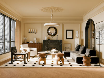 法式中古风客厅3d模型 法式中古风客厅