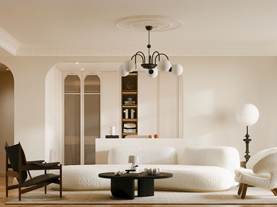 法式奶油风客厅3d模型 法式奶油风客厅