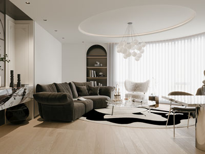 现代客厅3d模型 现代客厅