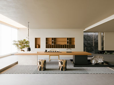 侘寂风中古茶室3d模型 侘寂风中古茶室