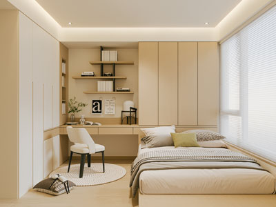 现代奶油风榻榻米卧室