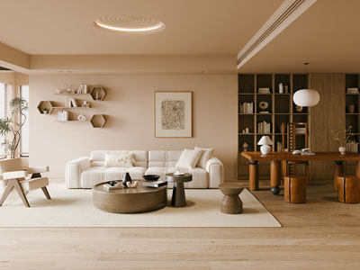 现代中古风客厅 书房3d模型 现代中古风客厅 书房