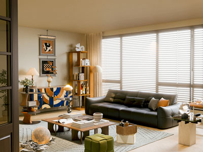 现代中古风客厅3d模型 现代中古风客厅