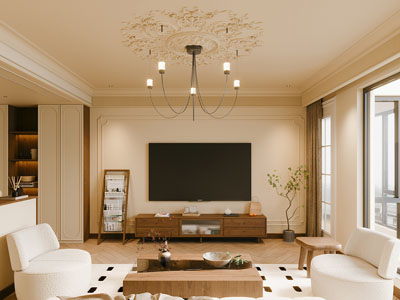 法式中古风客厅3d模型 法式中古风客厅