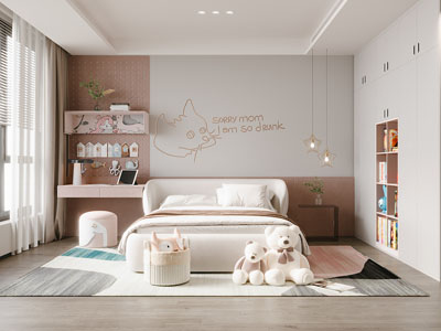 现代奶油风卧室 儿童房