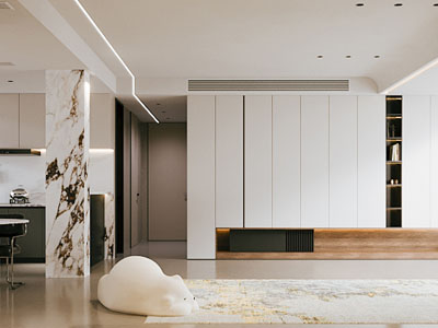 现代客厅餐厅 过道3d模型 现代客厅餐厅 过道