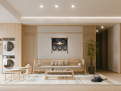 新中式客厅3d模型 新中式客厅