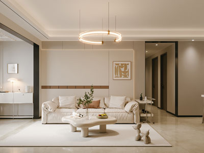 现代奶油风客厅 过道3d模型 现代奶油风客厅 过道