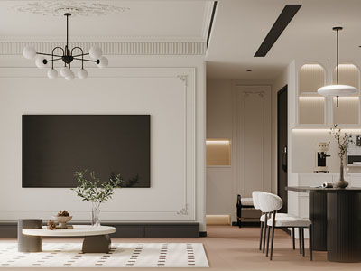 法式客厅餐厅 过道3d模型 法式客厅餐厅 过道