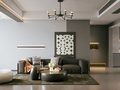 现代客厅3d模型 现代客厅