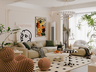 现代客厅3d模型 现代客厅