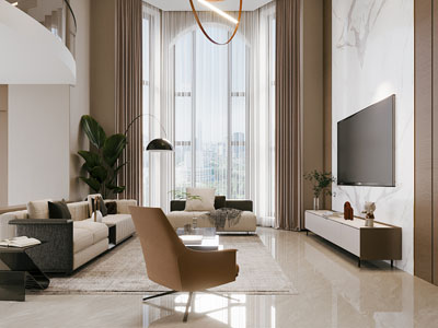 现代别墅挑高客厅3d模型 现代别墅挑高客厅