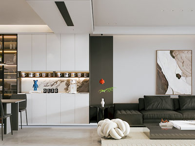 现代客厅餐厅3d模型 现代客厅餐厅