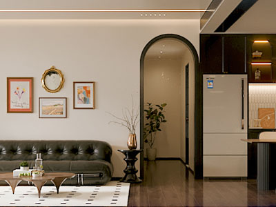 法式客厅餐厅 过道3d模型 法式客厅餐厅 过道