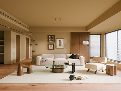 侘寂风中古风客厅3d模型 侘寂风中古风客厅