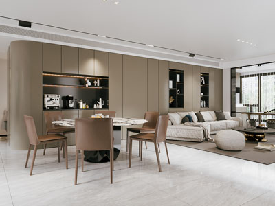 现代客厅餐厅3d模型 现代客厅餐厅