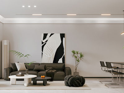 现代客厅餐厅3d模型 现代客厅餐厅