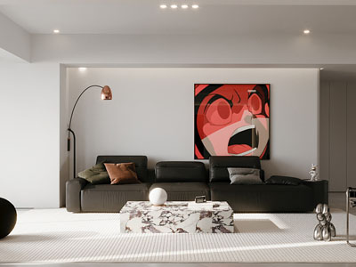 现代客厅3d模型 现代客厅