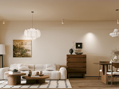 侘寂风中古风客厅餐厅3d模型 侘寂风中古风客厅餐厅