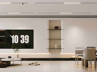 现代客厅餐厅3d模型 现代客厅餐厅