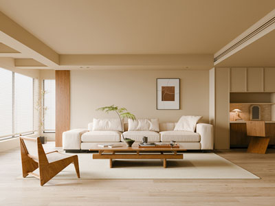 侘寂风中古客厅3d模型 侘寂风中古客厅