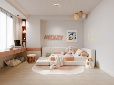 现代奶油风卧室 儿童房