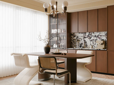 现代中古风餐厅3d模型 现代中古风餐厅