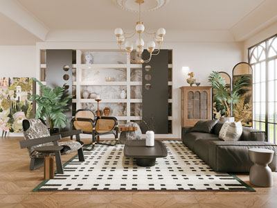 法式中古风客厅3d模型 法式中古风客厅