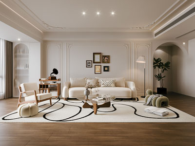 法式奶油风客厅 过道3d模型 法式奶油风客厅 过道