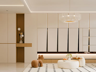 现代奶油风客厅3d模型 现代奶油风客厅