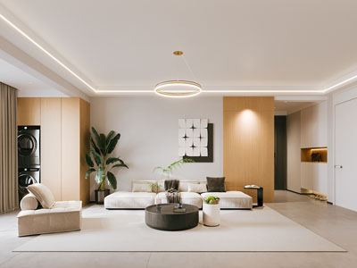 现代客厅3d模型 现代客厅