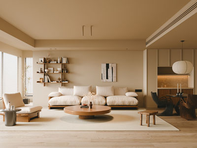 侘寂风中古客厅餐厅3d模型 侘寂风中古客厅餐厅