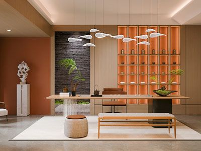 新中式茶室3d模型 新中式茶室
