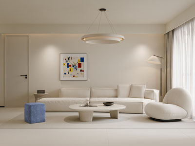 现代奶油风客厅3d模型 现代奶油风客厅