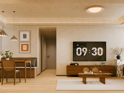 侘寂风中古风客厅餐厅3d模型 侘寂风中古风客厅餐厅