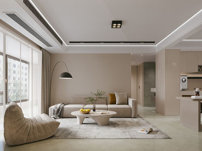 侘寂风客厅餐厅 过道3d模型 侘寂风客厅餐厅 过道