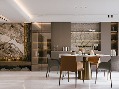 现代餐厅3d模型 现代餐厅