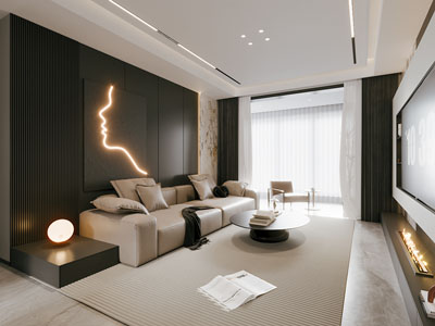 现代客厅3d模型 现代客厅