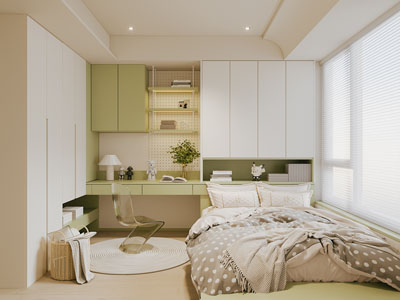 现代榻榻米卧室 女儿房 儿童房