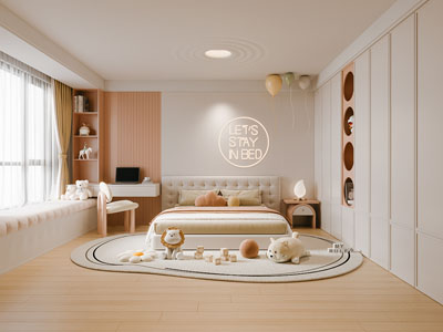 现代奶油风卧室 儿童房