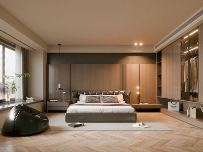 现代原木风卧室