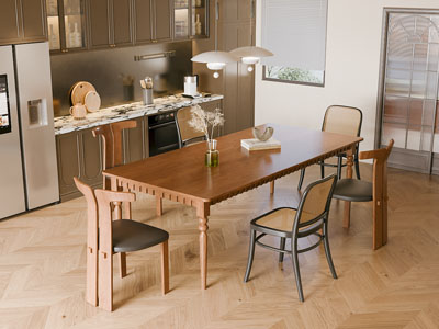 现代中古风餐厅3d模型 现代中古风餐厅