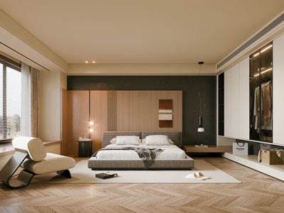 现代原木风卧室