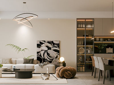 现代客厅餐厅3d模型 现代客厅餐厅